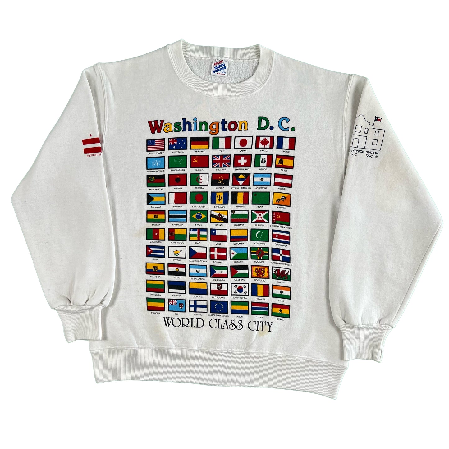 90s Washington D.C. World Flag Sweatshirt- M