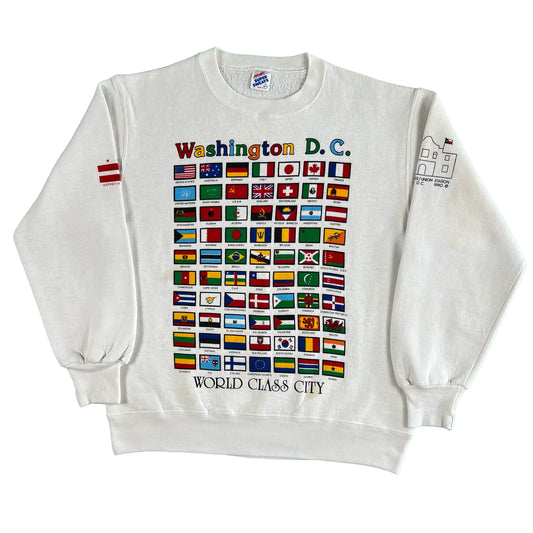 90s Washington D.C. World Flag Sweatshirt- M