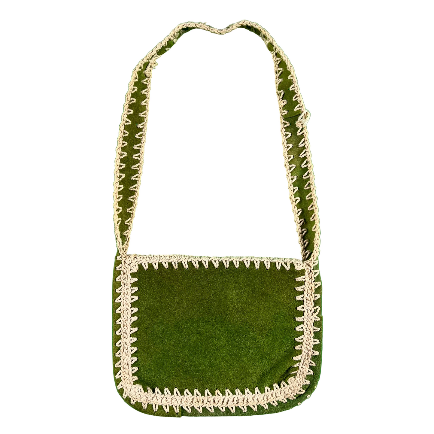 80s Matcha Green Suede Leather Side Bag