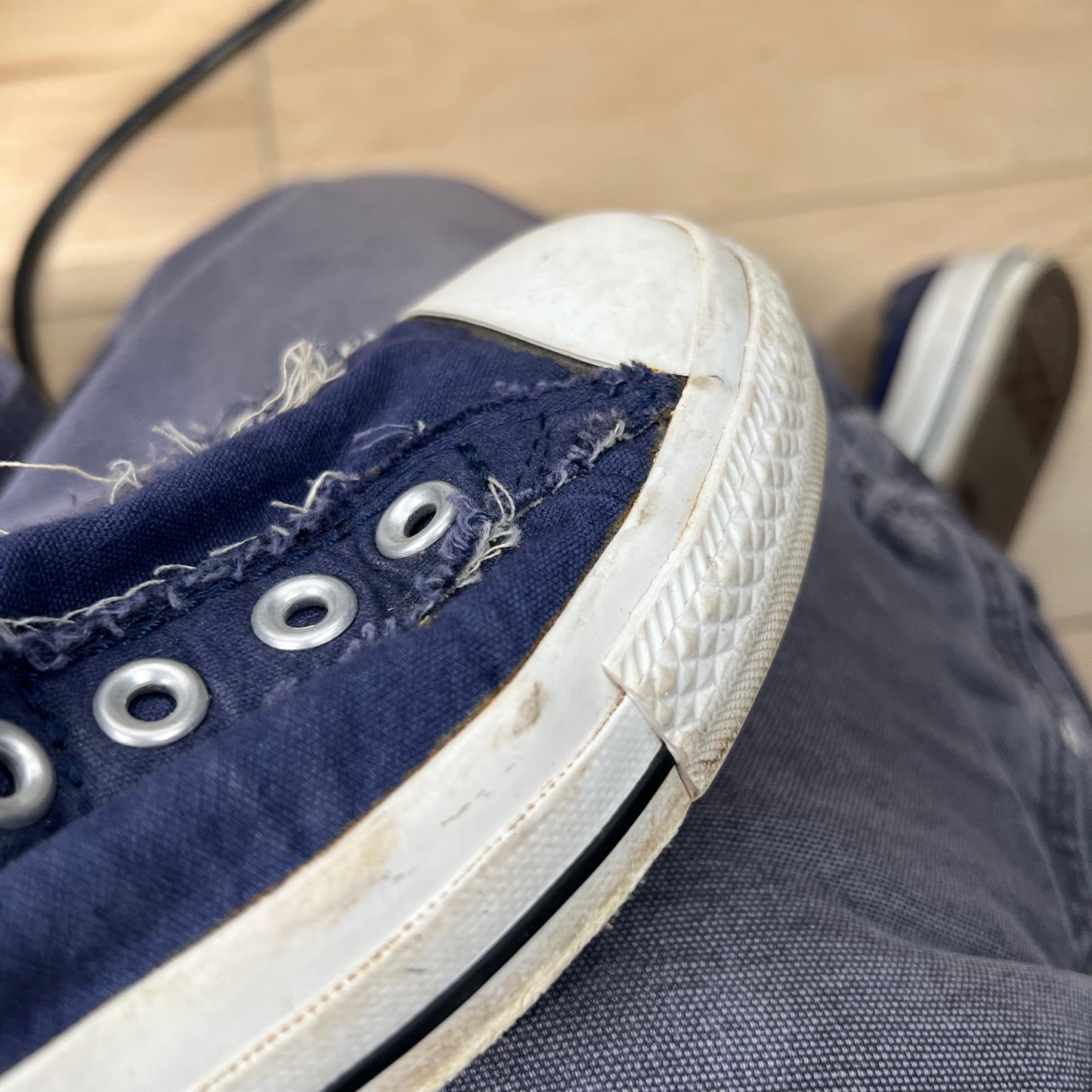 Faded Navy Blue Slip On Converse- M's 5, W's 6.5