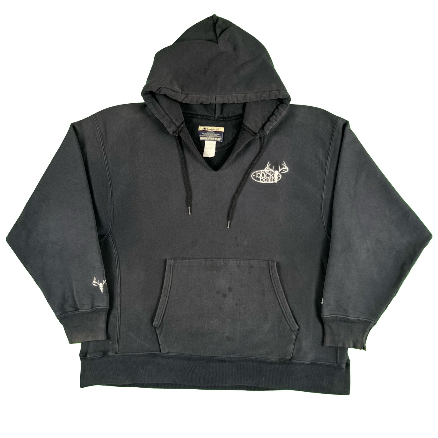 00s Faded Black 'Buck Bomb' RW Hoodie- XXL