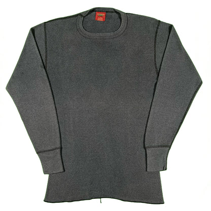 90s Sun Faded Black Waffle Knit Thermal- L