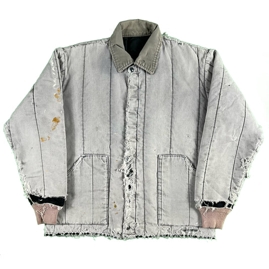 90s Wall's Sun Faded & Thrashed Canvas Work Jacket- L