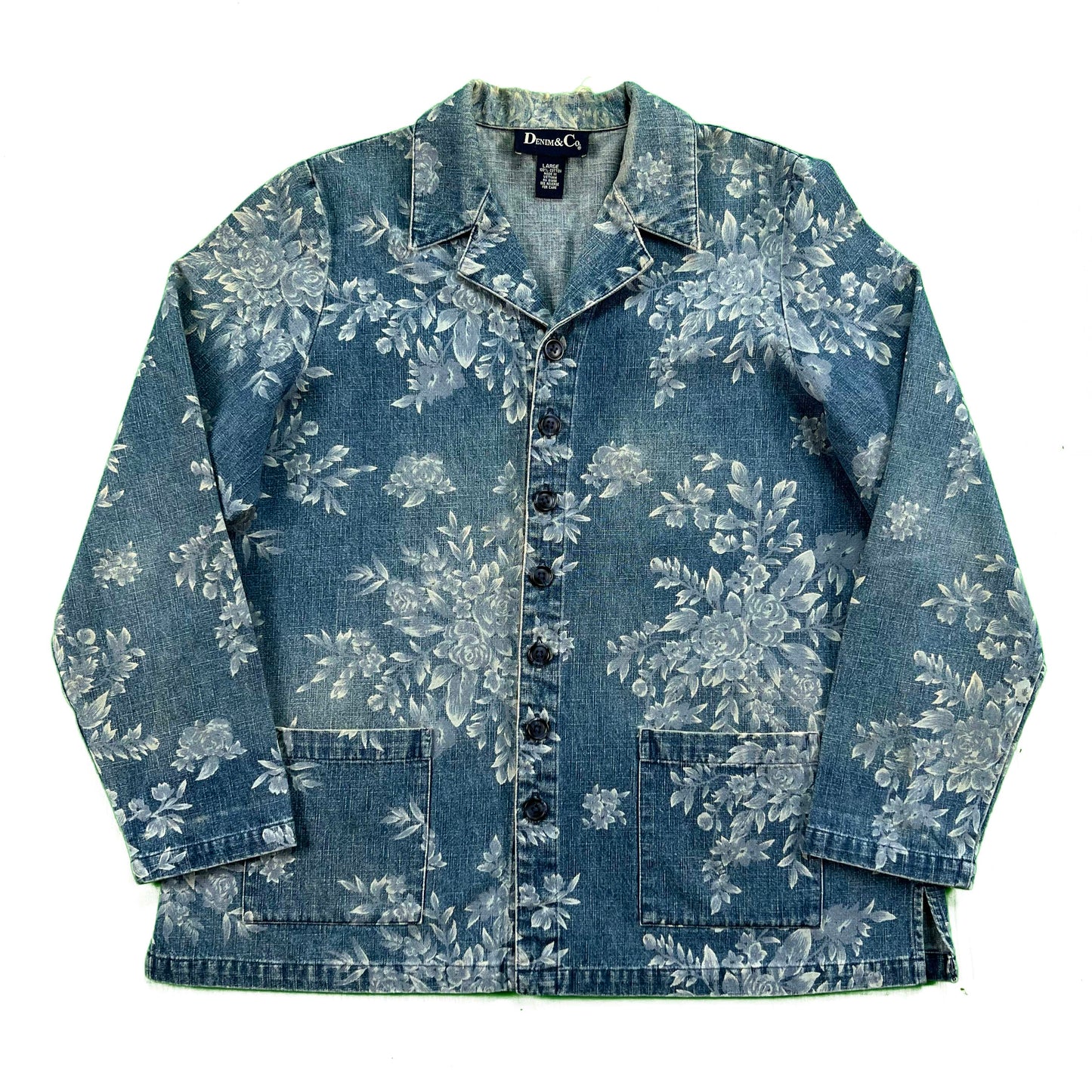 00s Floral Denim Jacket- M