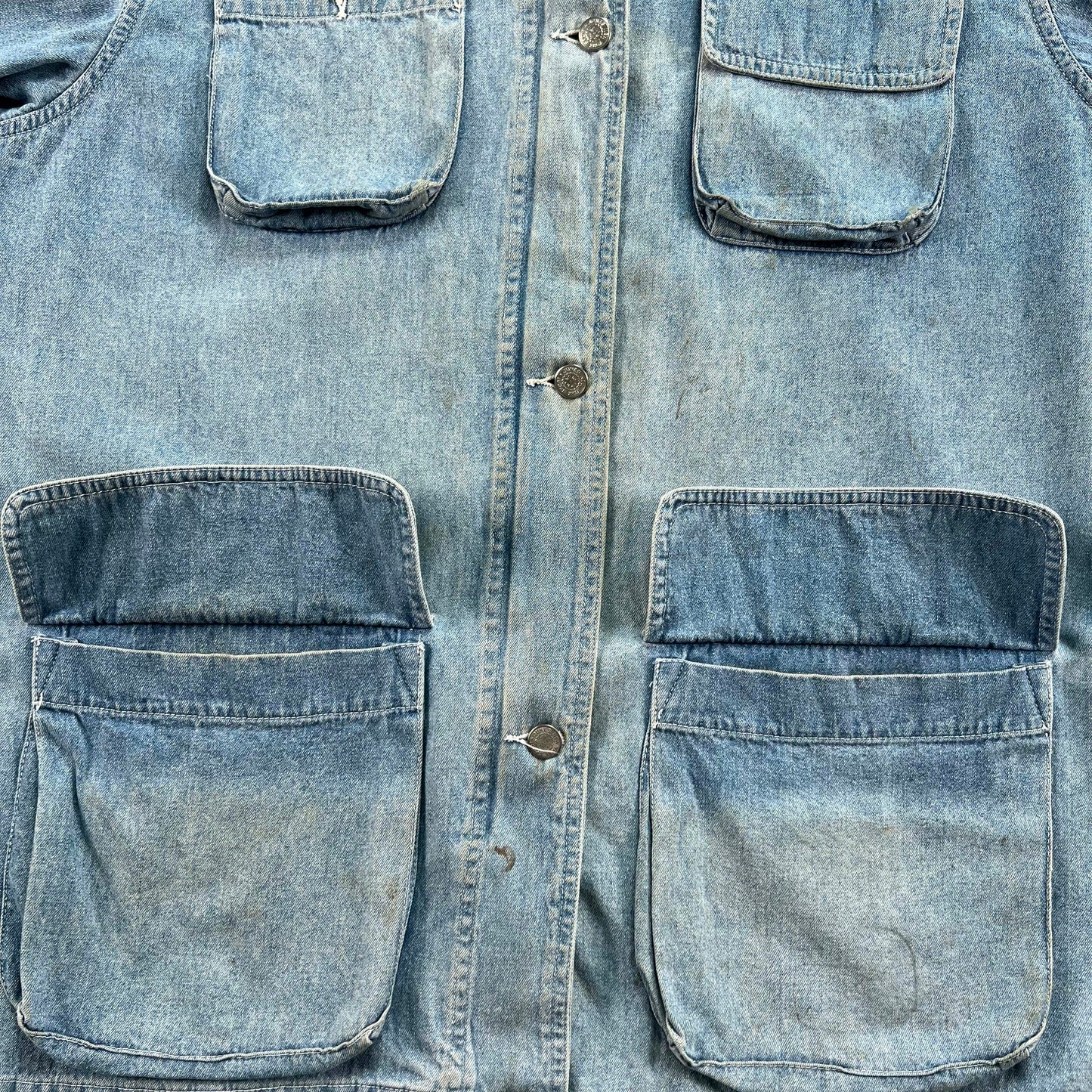 90s/00s Denim Plaid Lined Zip Up Chore Coat- S