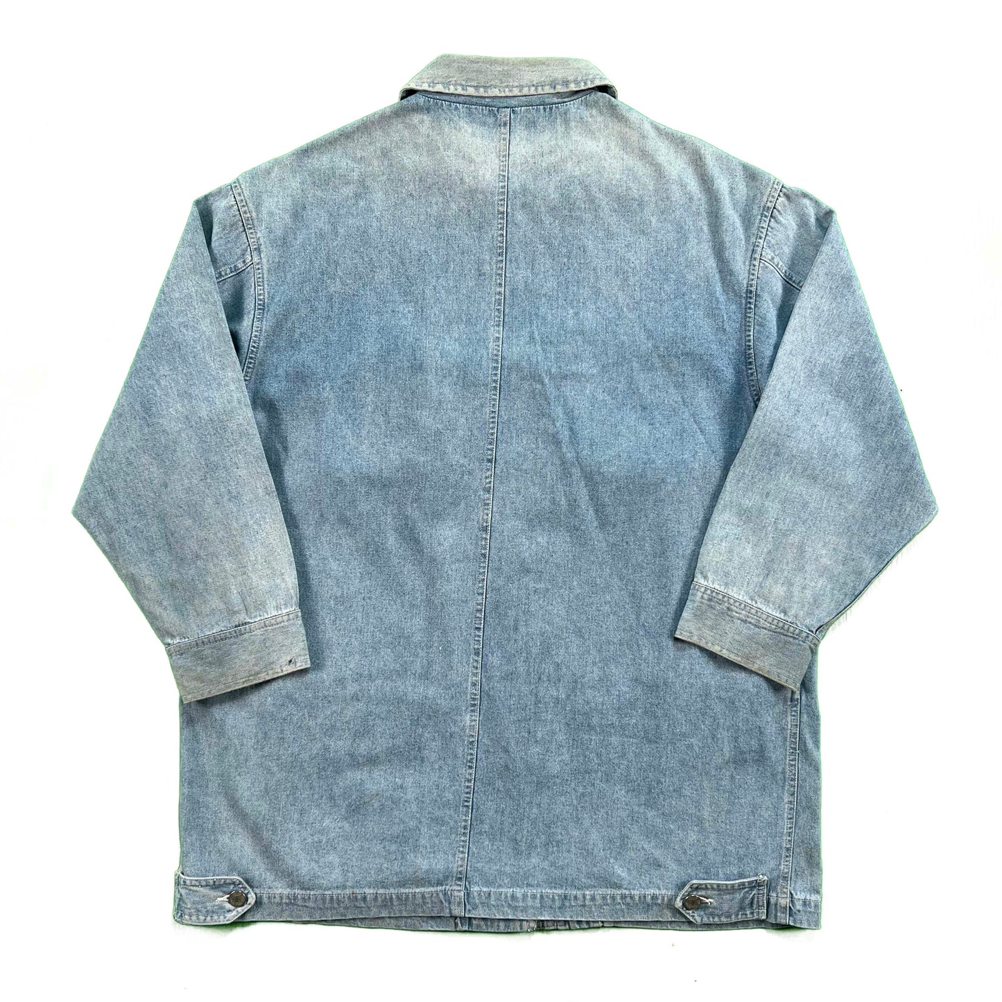 90s/00s Denim Plaid Lined Zip Up Chore Coat- S