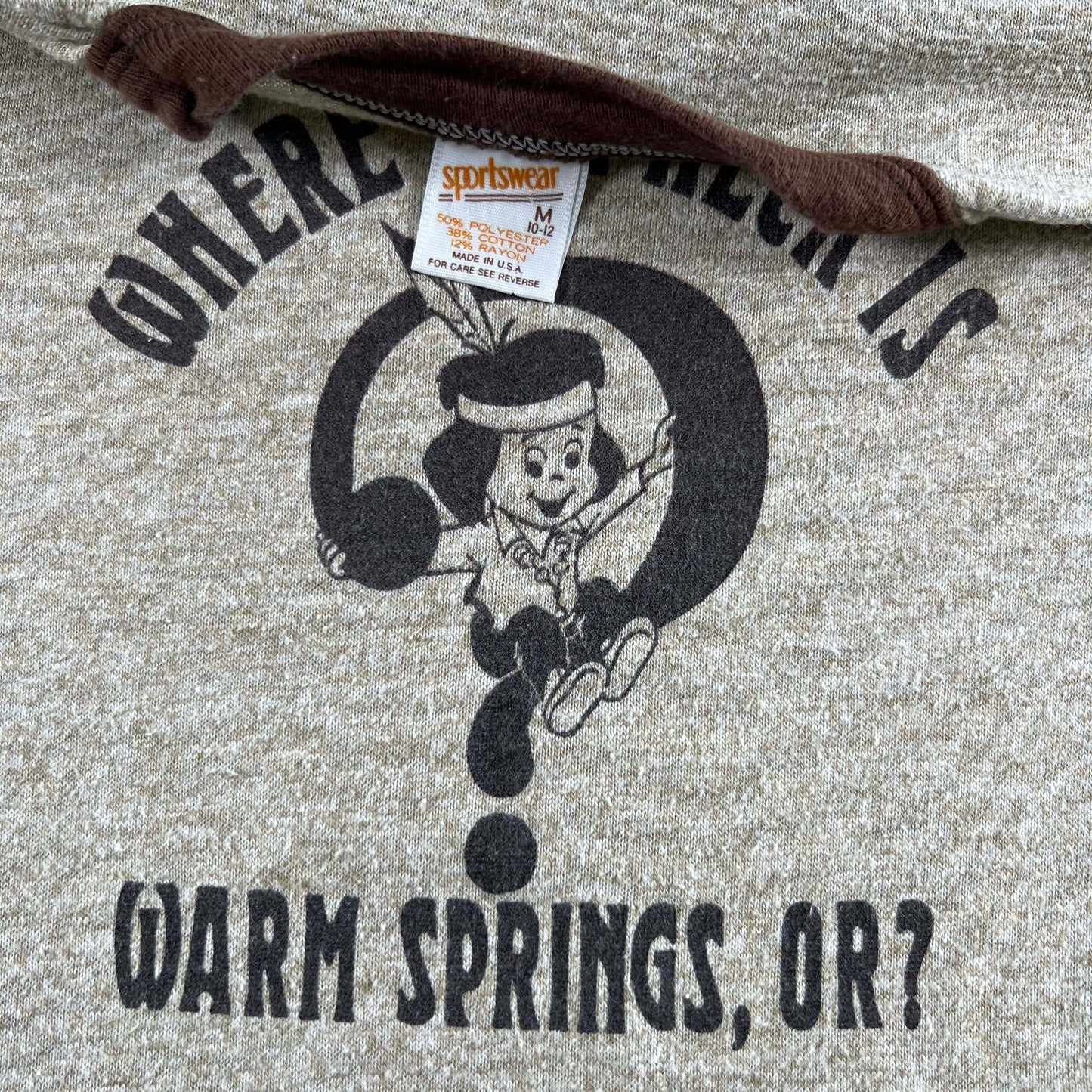 70s 'Where the Heck is Warm Springs Oregon?' Baby Tee- XXS