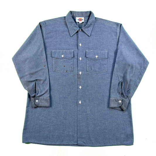 80s Dickies Straight Hem Chambray Shirt- XL