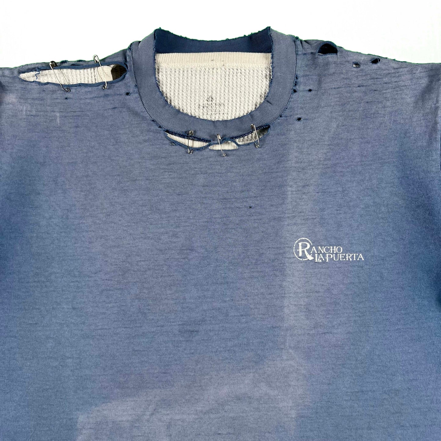 80s Thrashed Safety Pin Spa Tee & Waffle Knit Thermal- XL