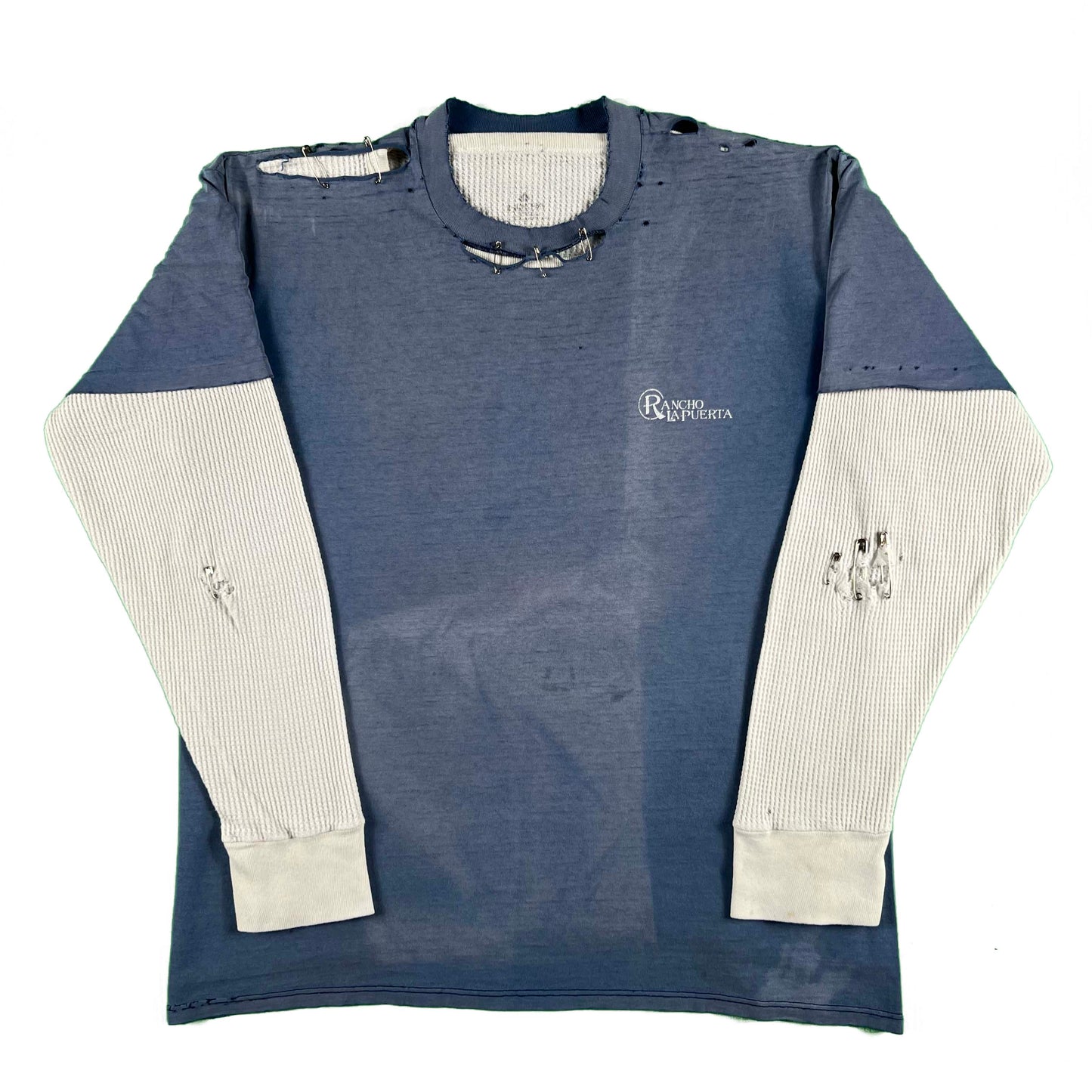 80s Thrashed Safety Pin Spa Tee & Waffle Knit Thermal- XL