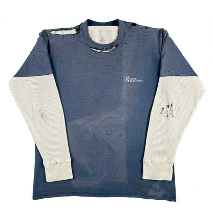 80s Thrashed Safety Pin Spa Tee & Waffle Knit Thermal- XL