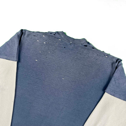 80s Thrashed Safety Pin Spa Tee & Waffle Knit Thermal- XL