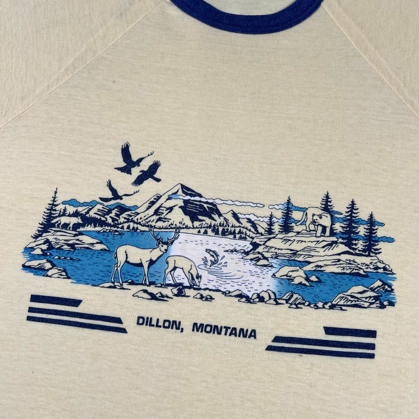 70s Montana Wildlife Ringer Tee- L
