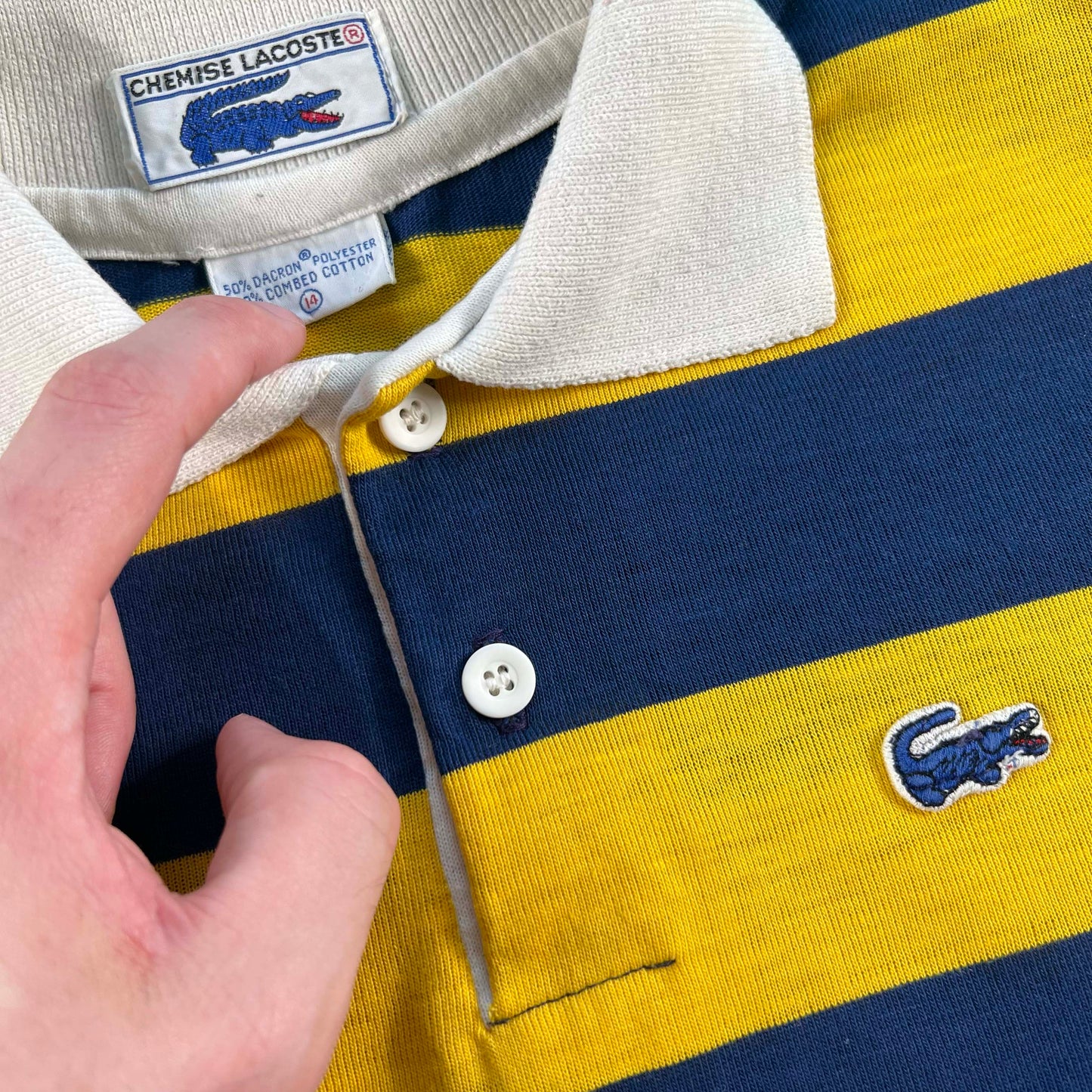 80s Sheer Lacoste Long Sleeve Polo- XXS