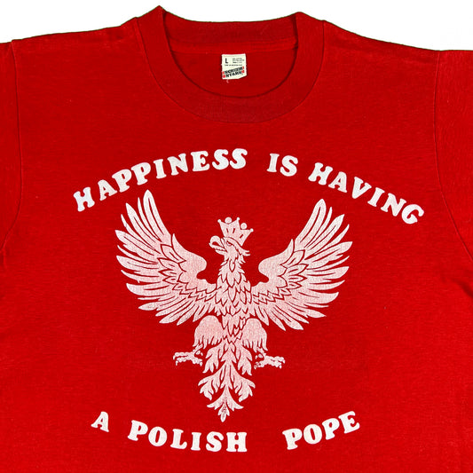 80s 'Happiness is Having a Polish Pope' Tee- L