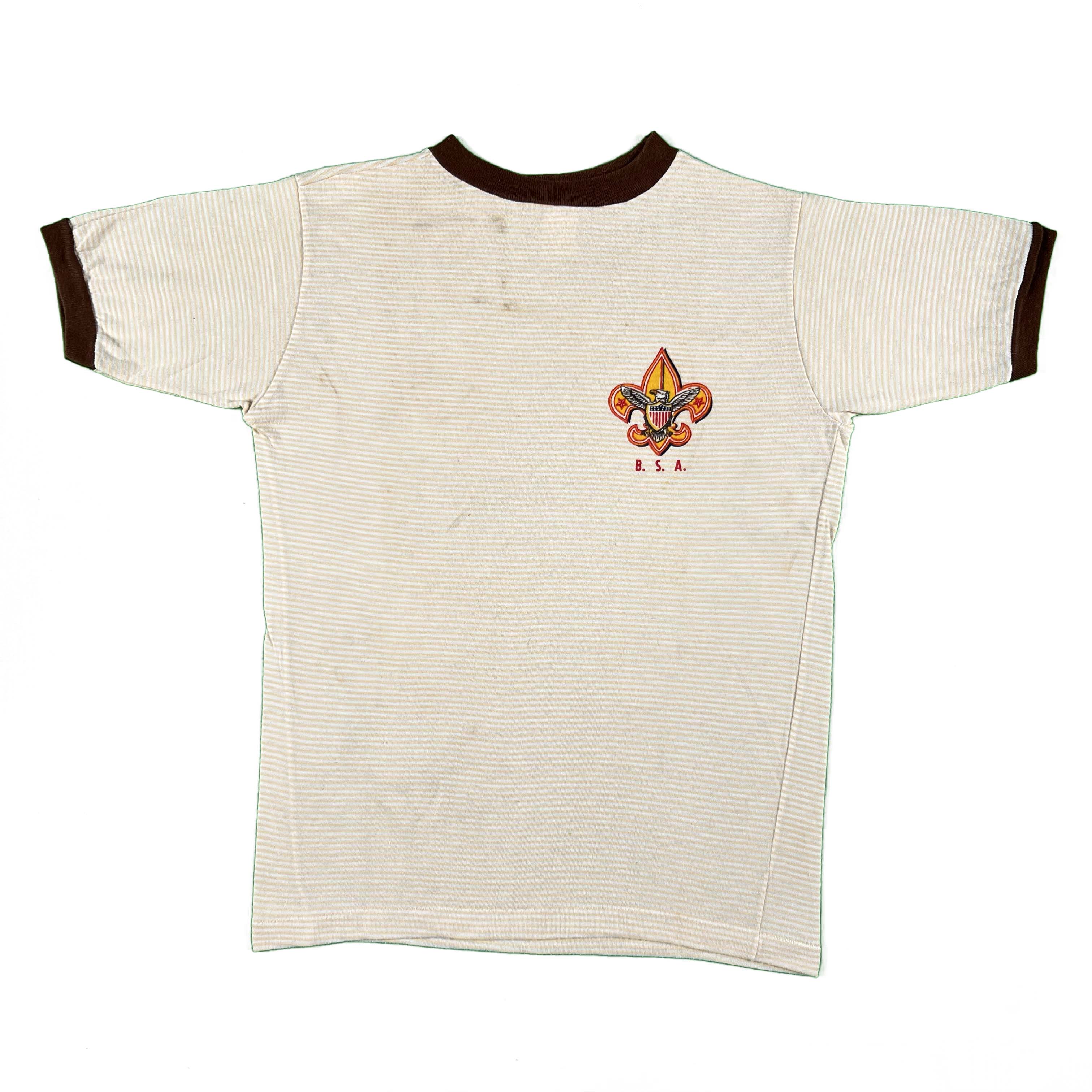 70s Striped Tan BSA Ringer Tee- S – Plum Garments