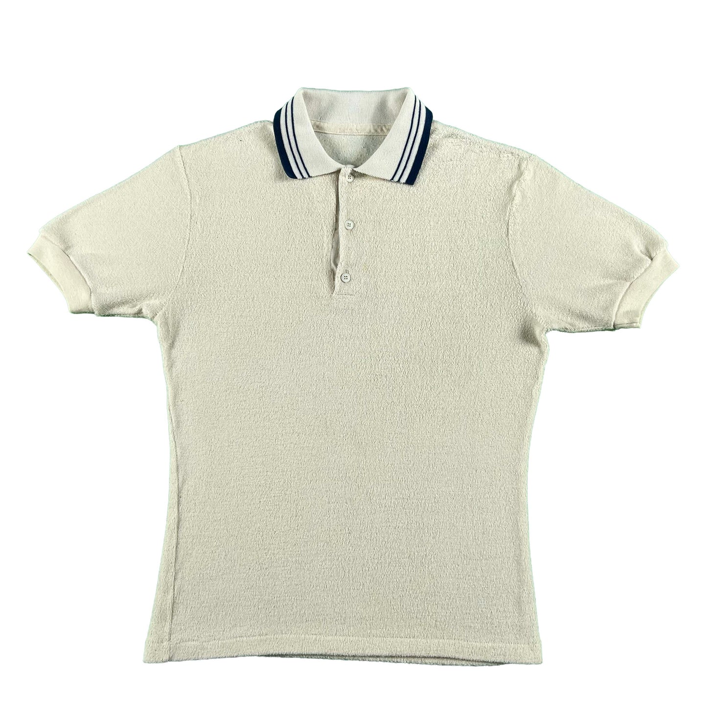 70s White 'Catalina' Terry Cloth Polo Shirt- S
