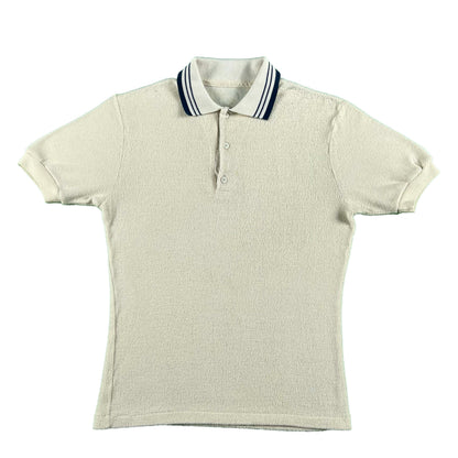 70s White 'Catalina' Terry Cloth Polo Shirt- S