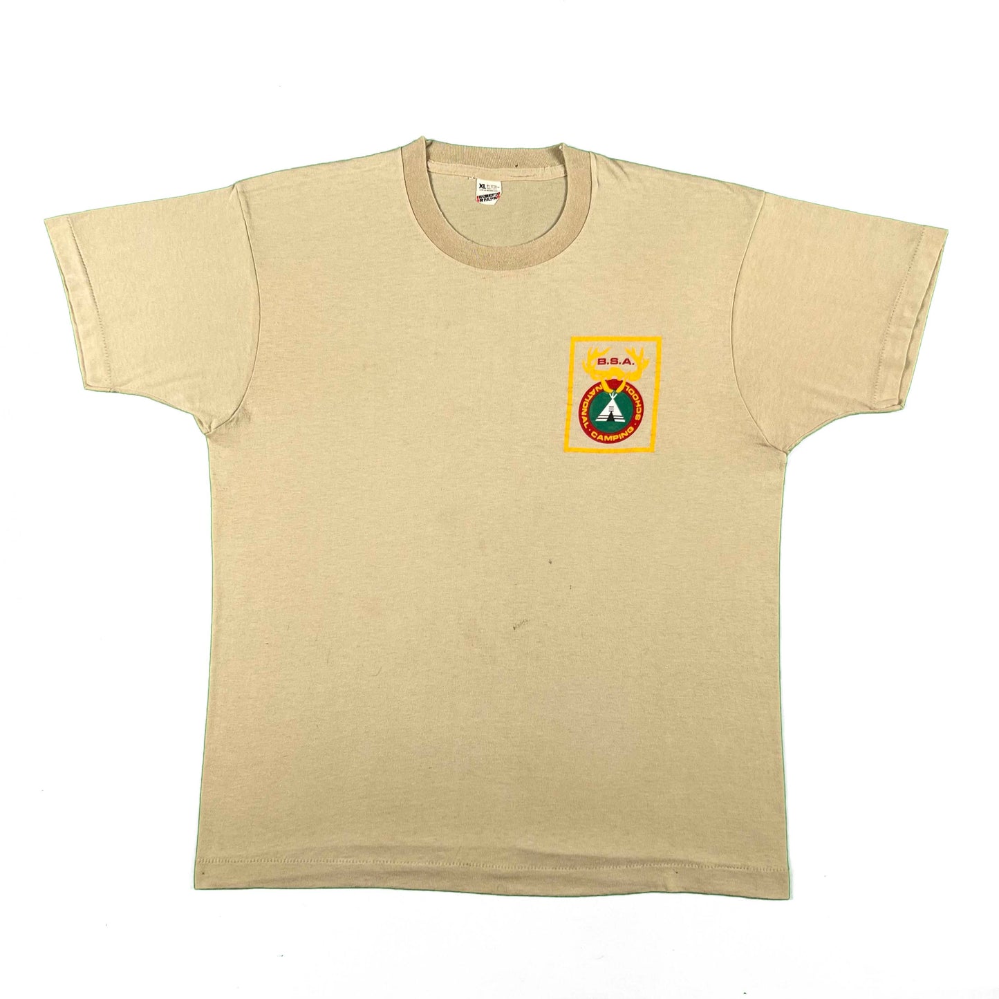 80s Tan BSA National Camping School Tee- L