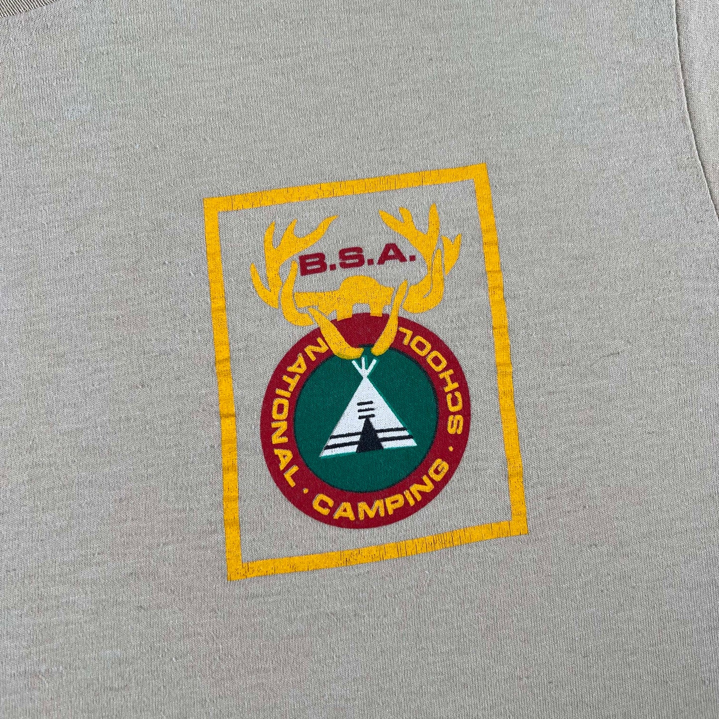 80s Tan BSA National Camping School Tee- L