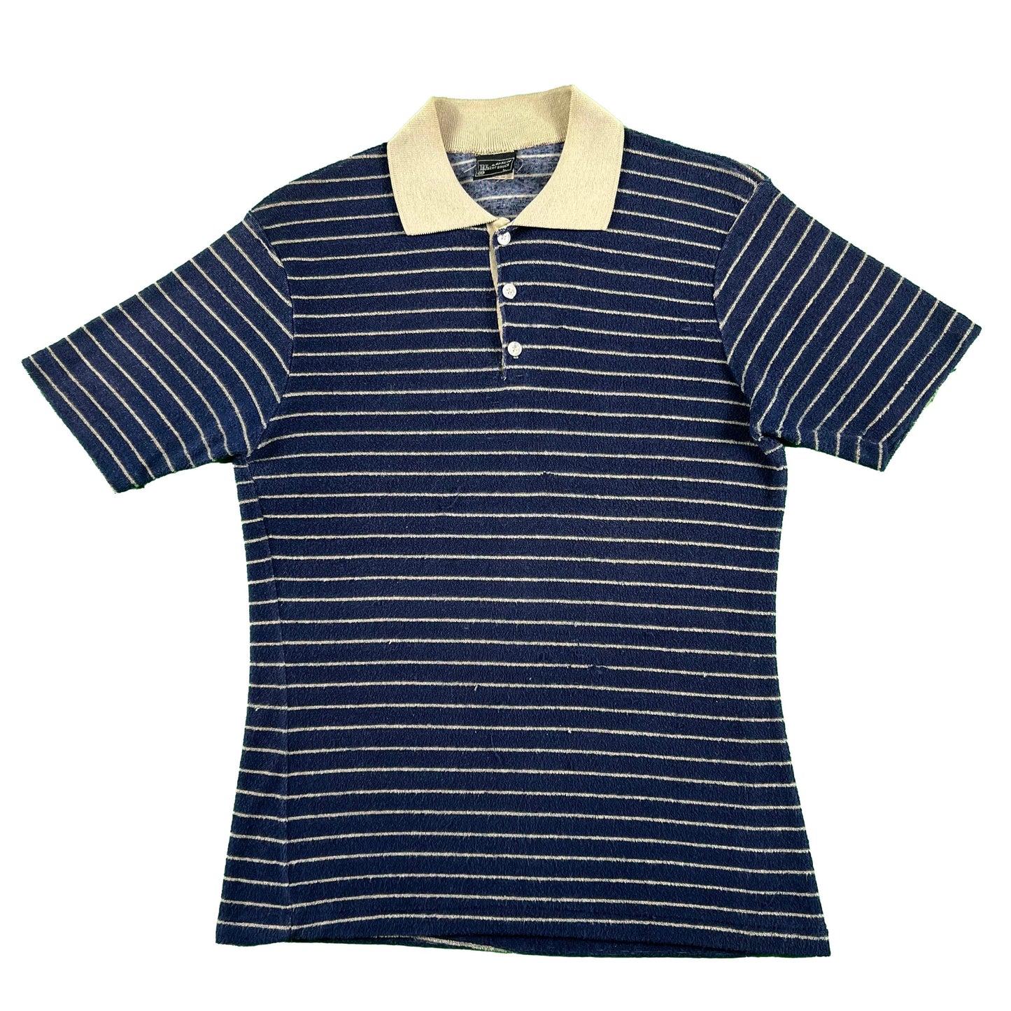 70s Striped 'BLADES' Terry Cloth Polo Shirt- M