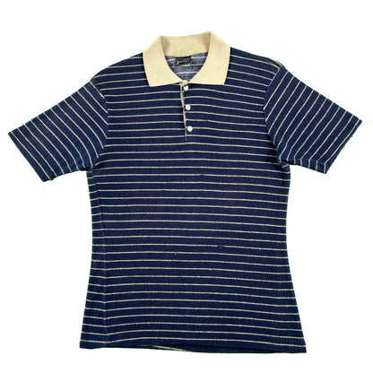 70s Striped 'BLADES' Terry Cloth Polo Shirt- M
