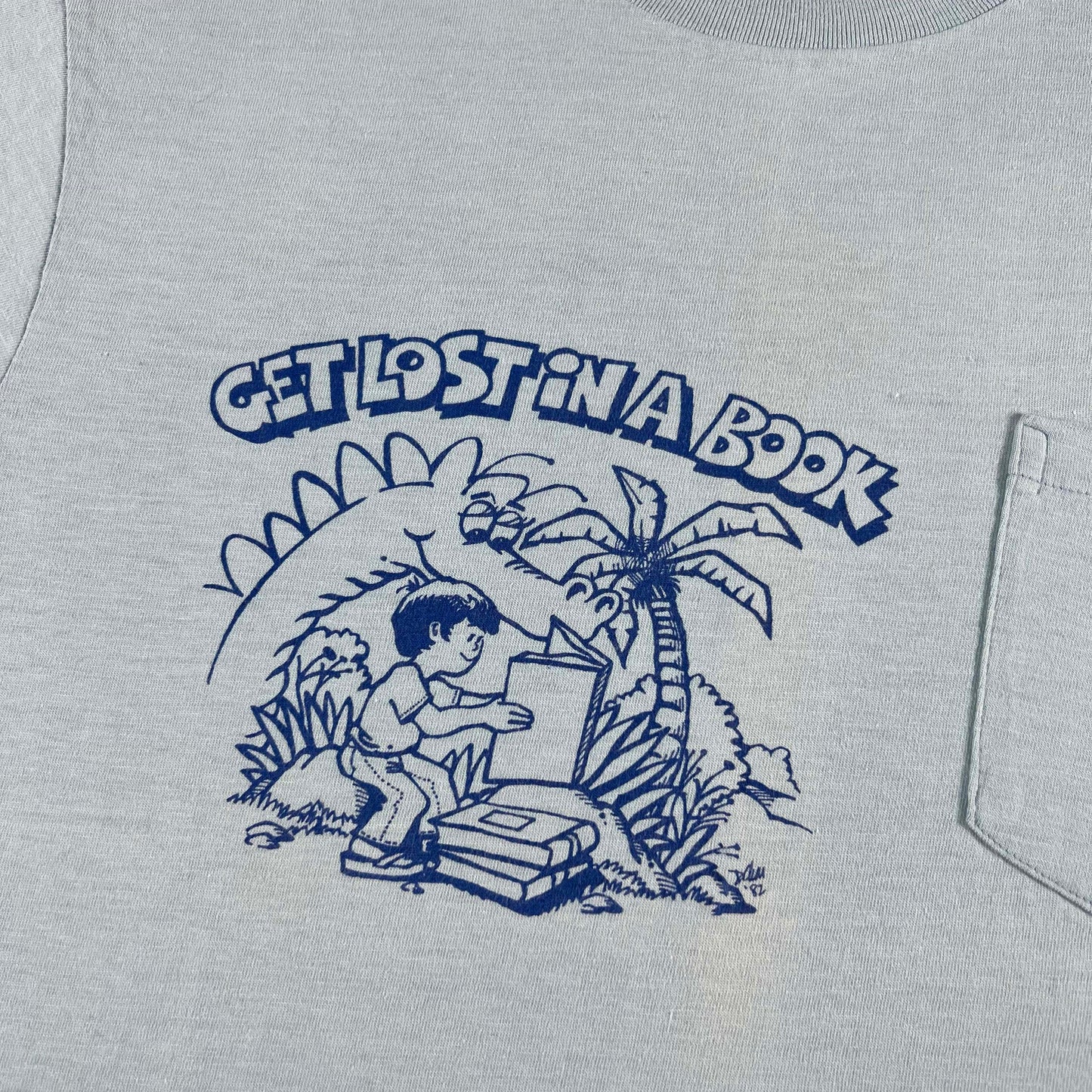 70s Get Lost in a Book Water Print Tee- L