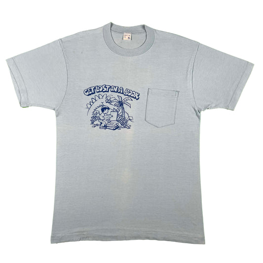 70s Get Lost in a Book Water Print Tee- L