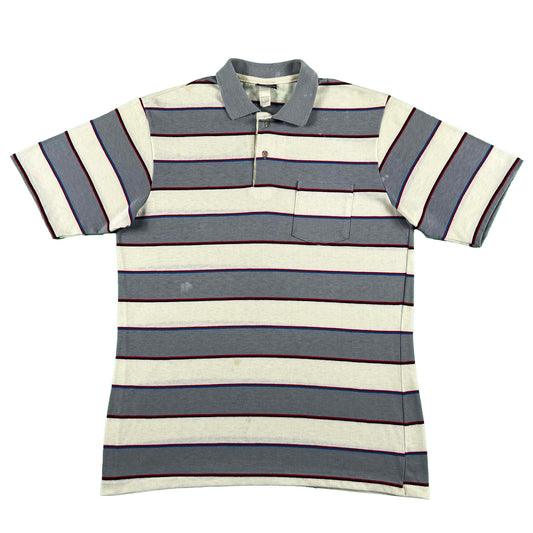 70s Wrangler Striped Pocket Polo Shirt- L