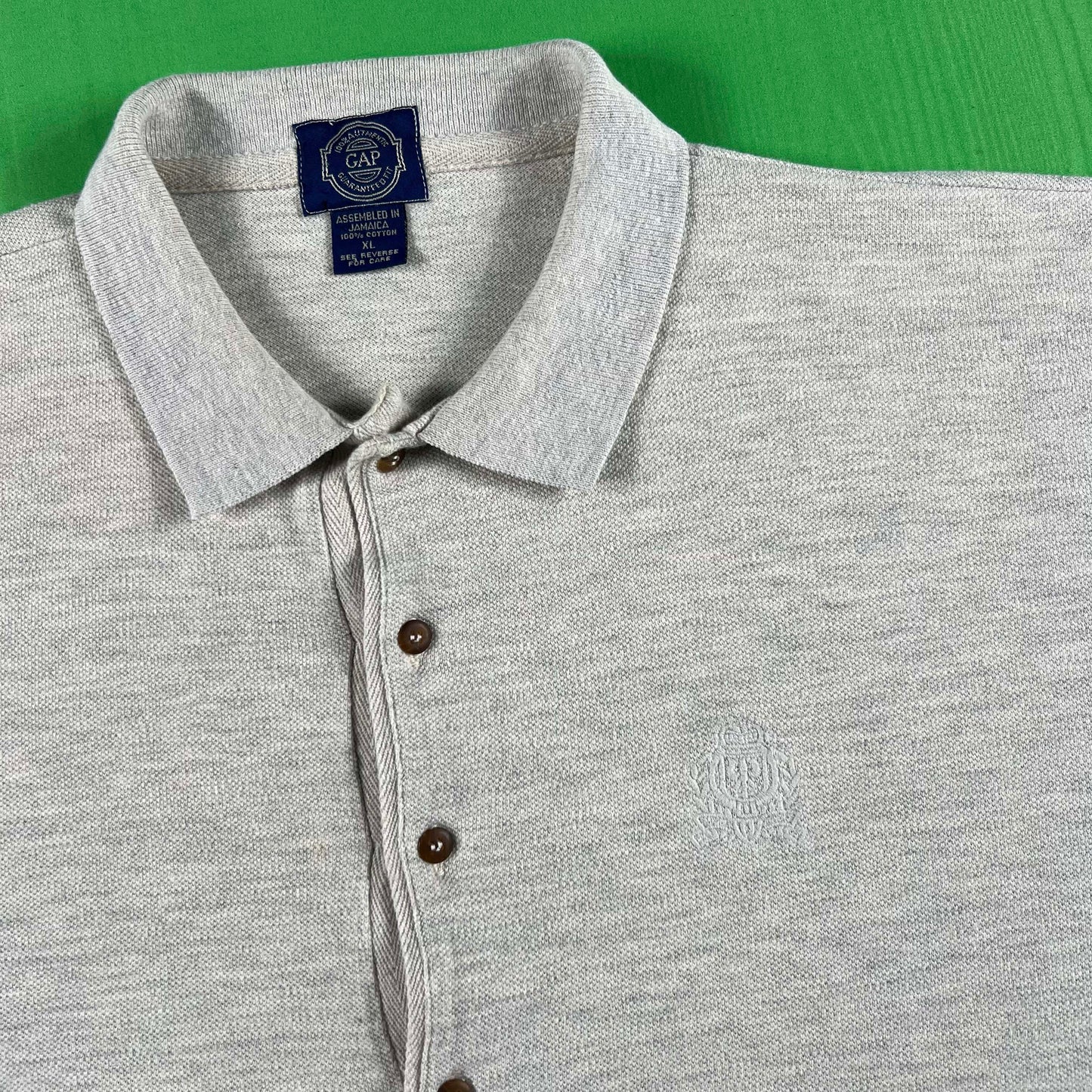 90s Gap Long Sleeve Crest Polo Shirt- XL