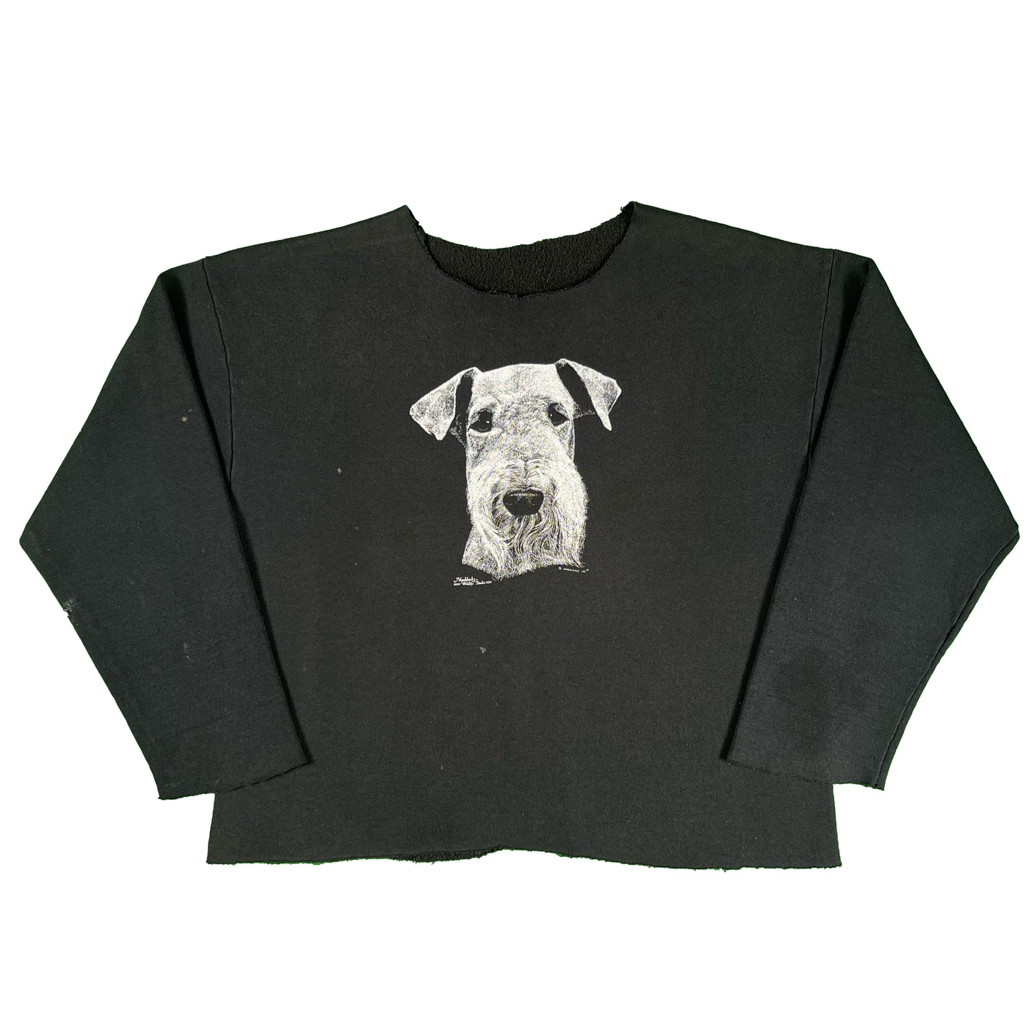 90s Chopped and Faded Black Dog Sweatshirt- M