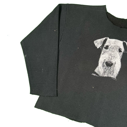 90s Chopped and Faded Black Dog Sweatshirt- M