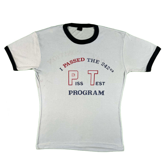 70s 'I Passed the Piss Test Program' Military Ringer Tee- M