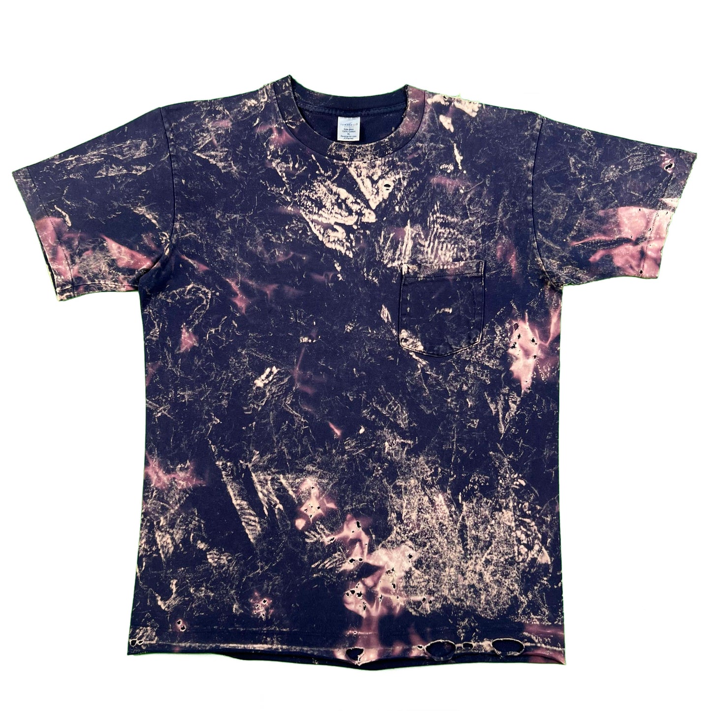 90s Thrashed & Bleach Splotched Pocket Tee- XL