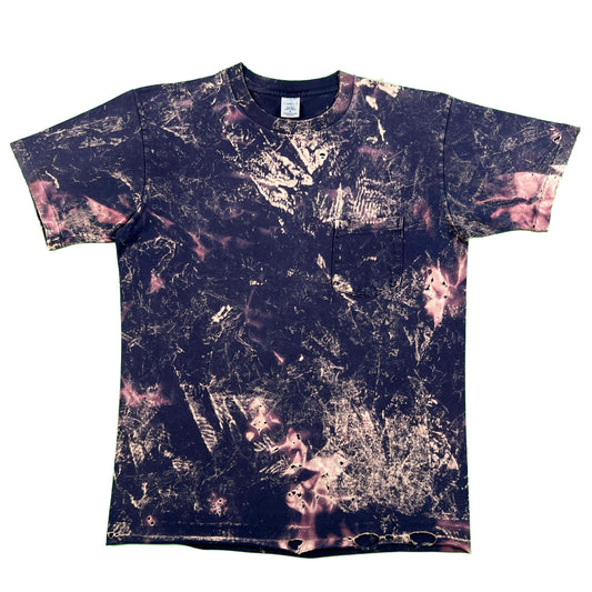 90s Thrashed & Bleach Splotched Pocket Tee- XL