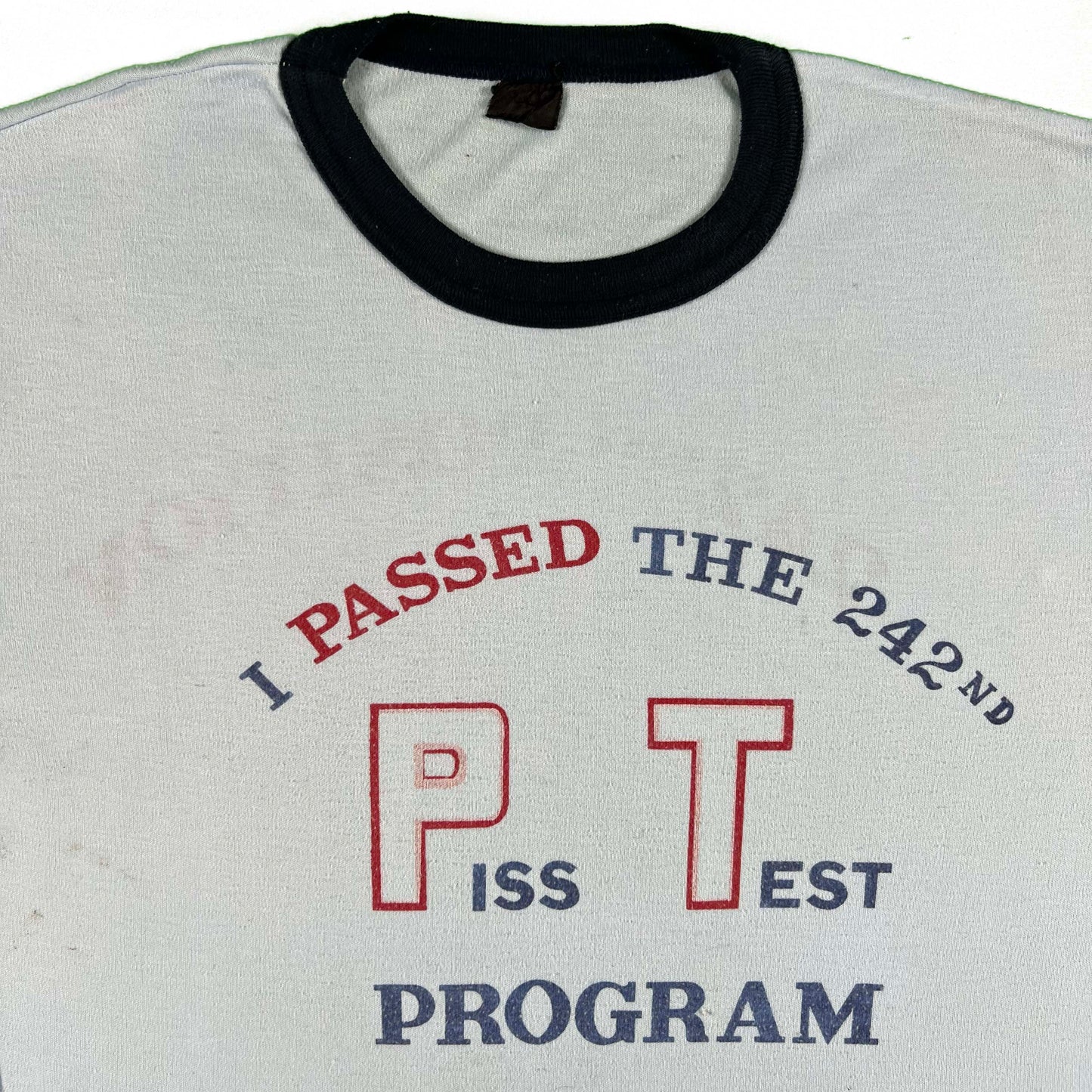 70s 'I Passed the Piss Test Program' Military Ringer Tee- M