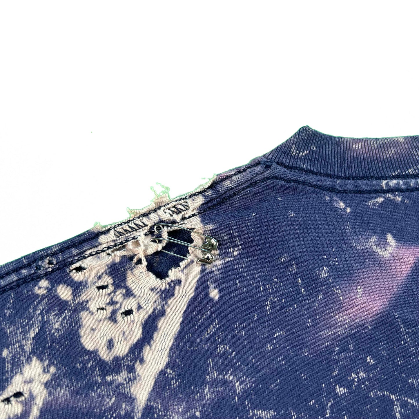 90s Thrashed & Bleach Splotched Pocket Tee- XL