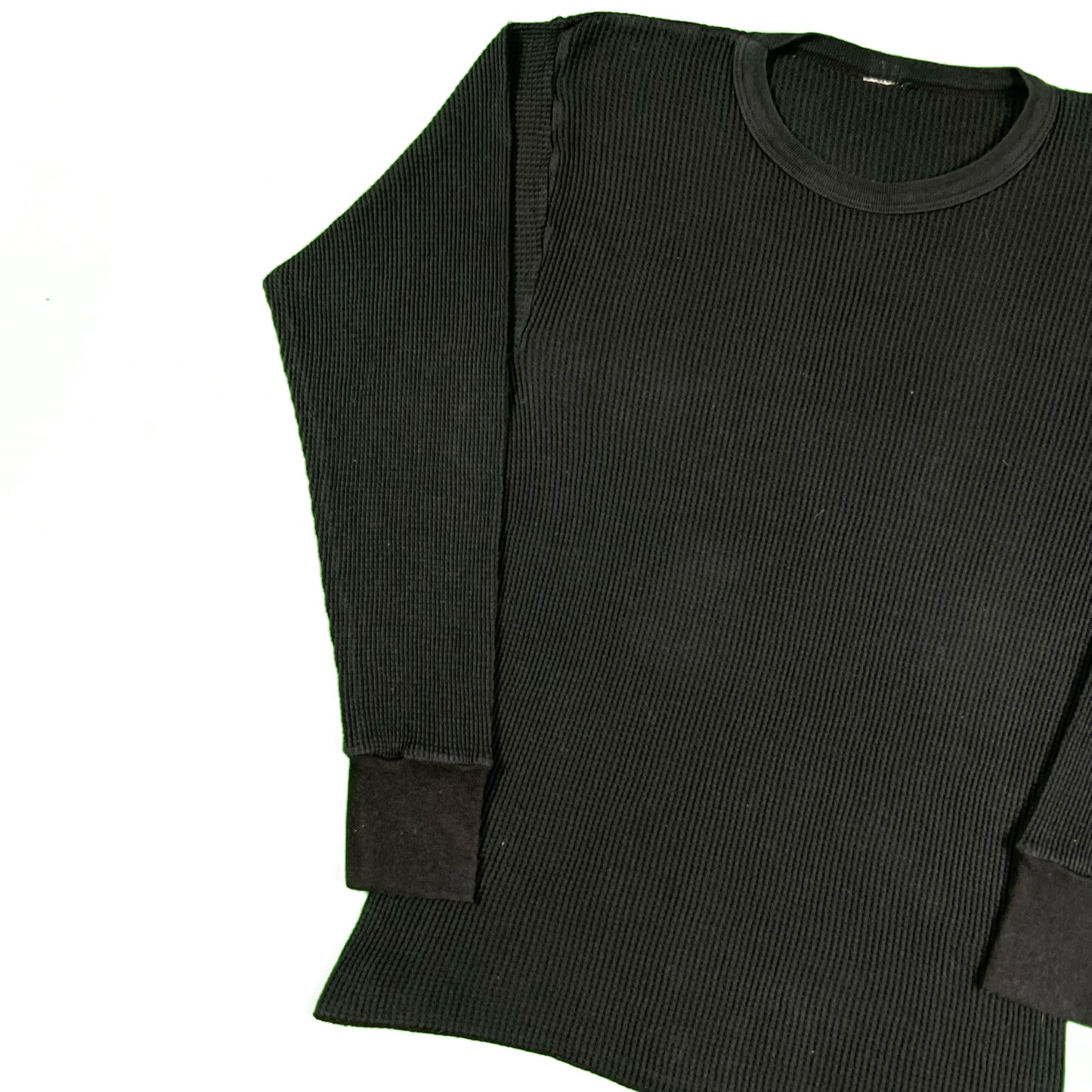 80s Black Waffle Knit Thermal- M