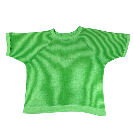 60s Striped Green Short Sleeve Sweatshirt- S