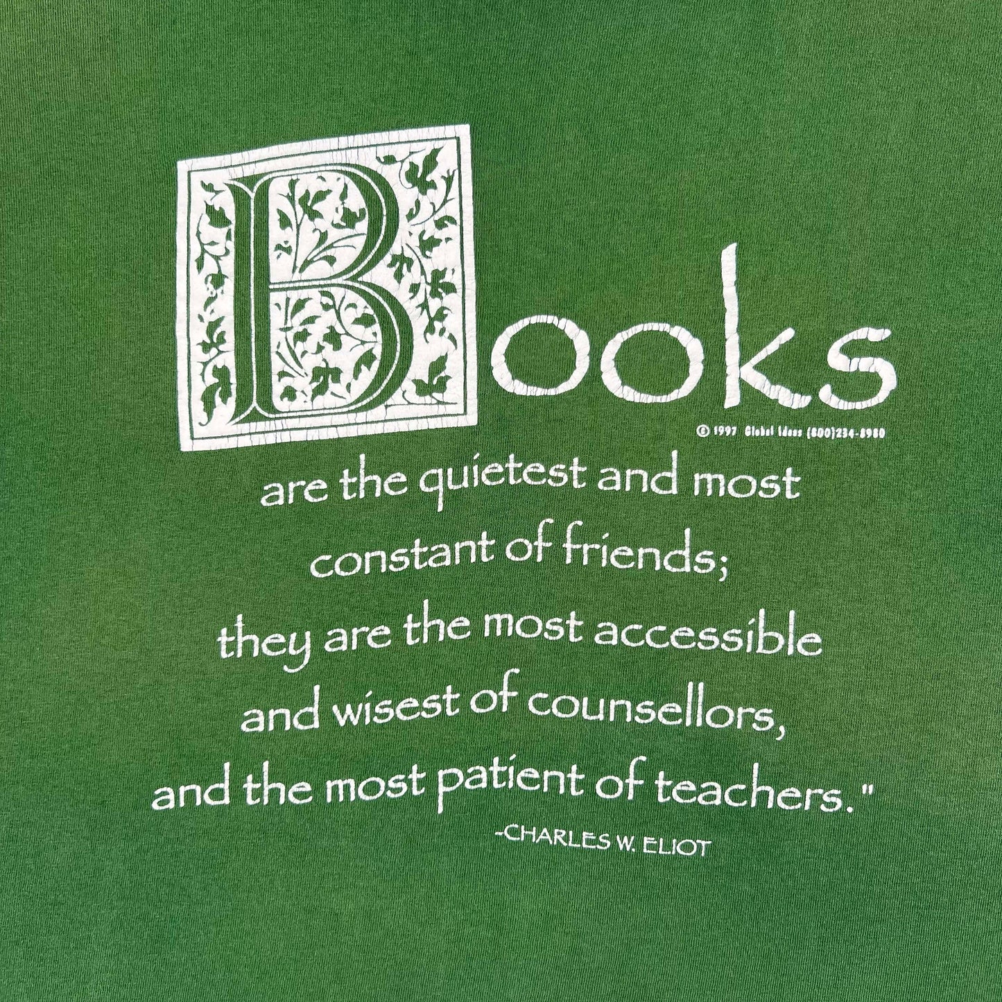 90s Sun Faded Green Books Tee- XL