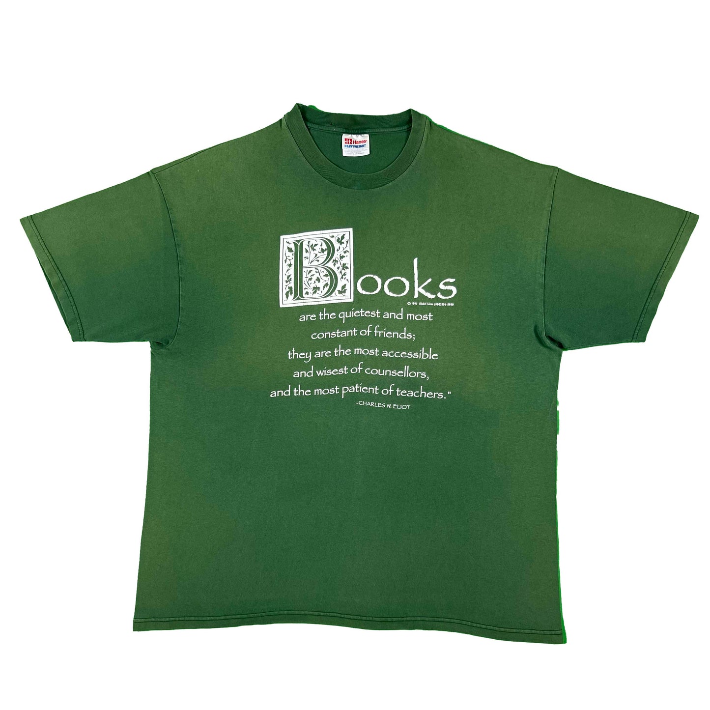 90s Sun Faded Green Books Tee- XL