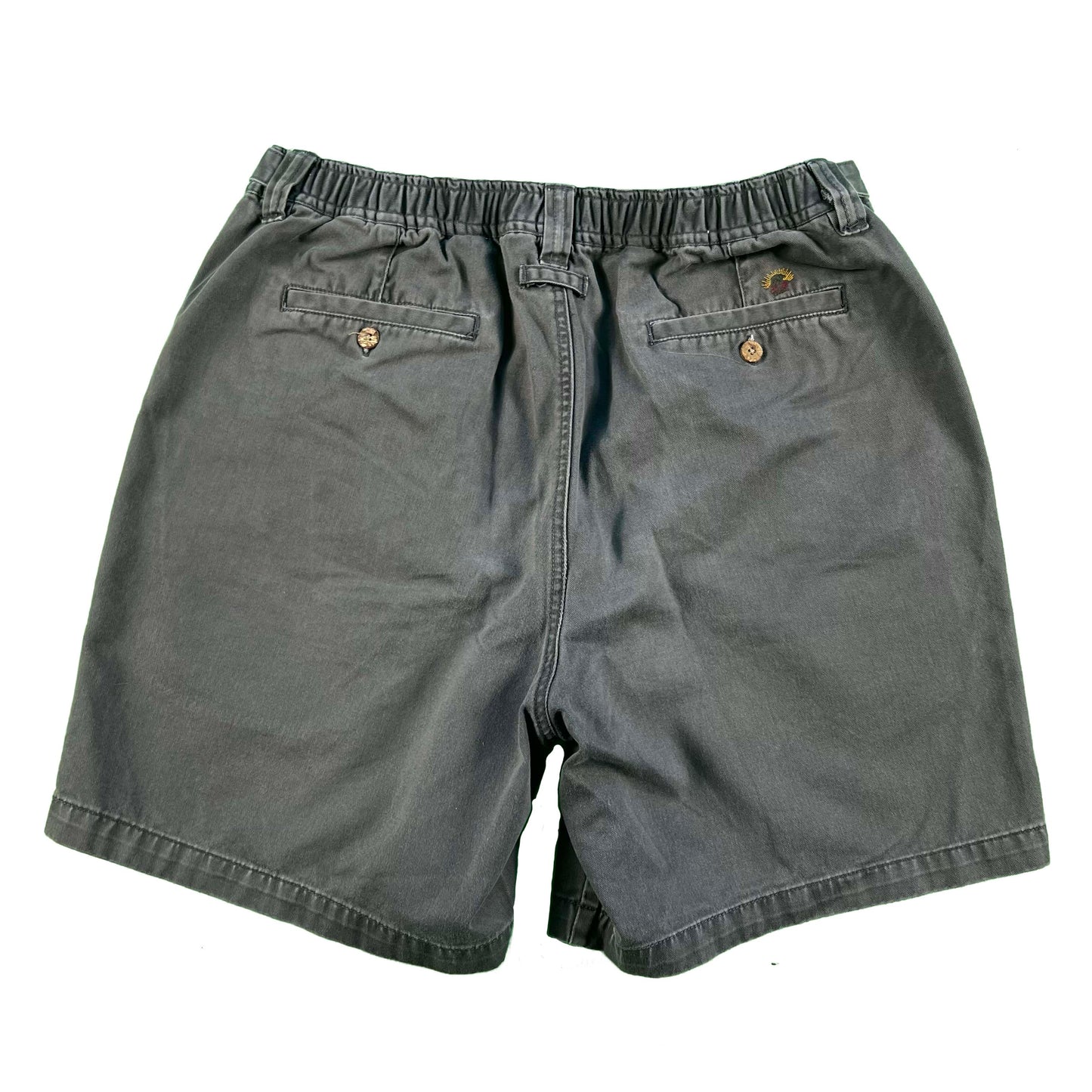 00s Sun Faded Black Pleated Cotton Chino Shorts- 34x6.5