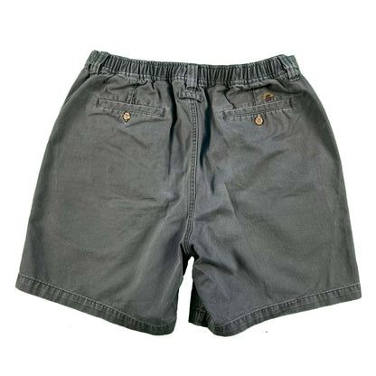 00s Sun Faded Black Pleated Cotton Chino Shorts- 34x6.5