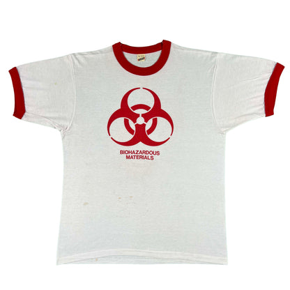 80s Biohazardous Materials Ringer Tee- L