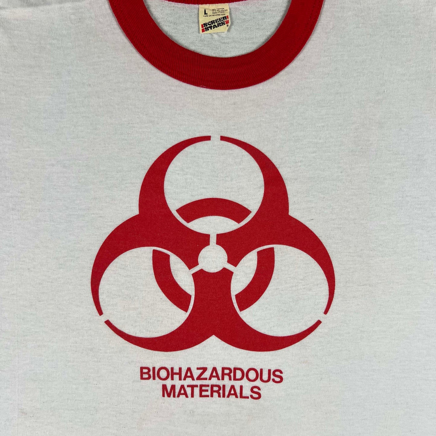 80s Biohazardous Materials Ringer Tee- L