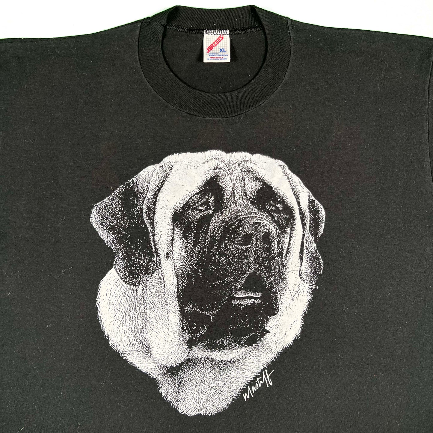 90s Faded Black Mastif Dog Tee- XL