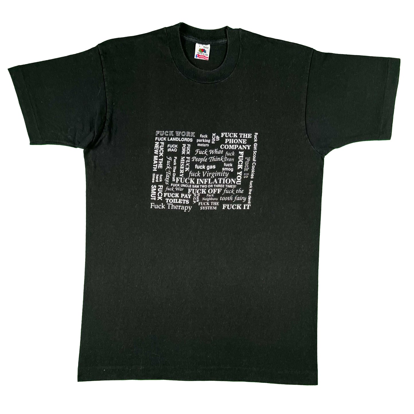 90s Faded Black Fuck Tee- L