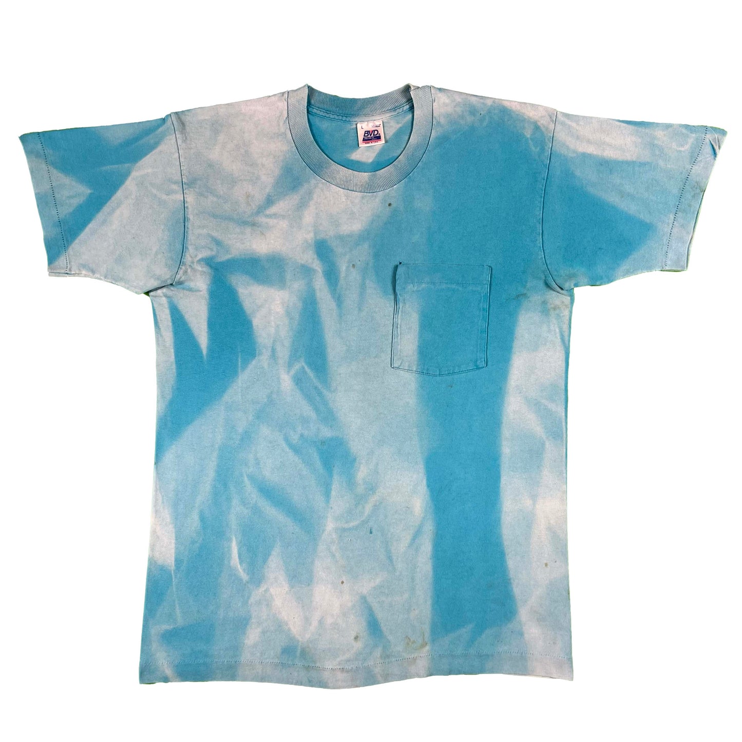 90s Sun Faded Blue BVD Pocket Tee- L