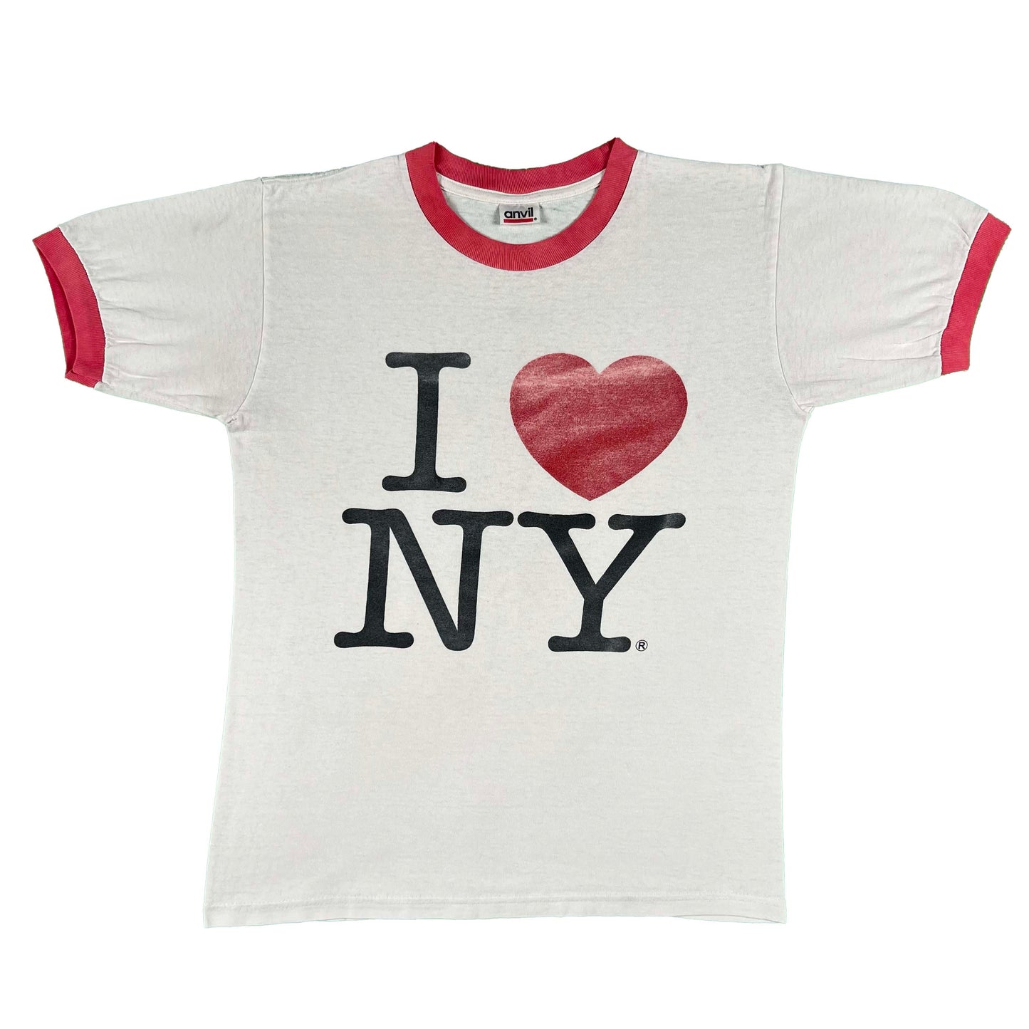 00s I Heart NY Faded Ringer Tee- M