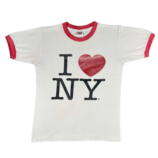 00s I Heart NY Faded Ringer Tee- M